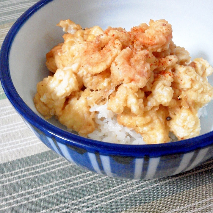 小麦粉で簡単♪小えびときのこの天丼☆☆